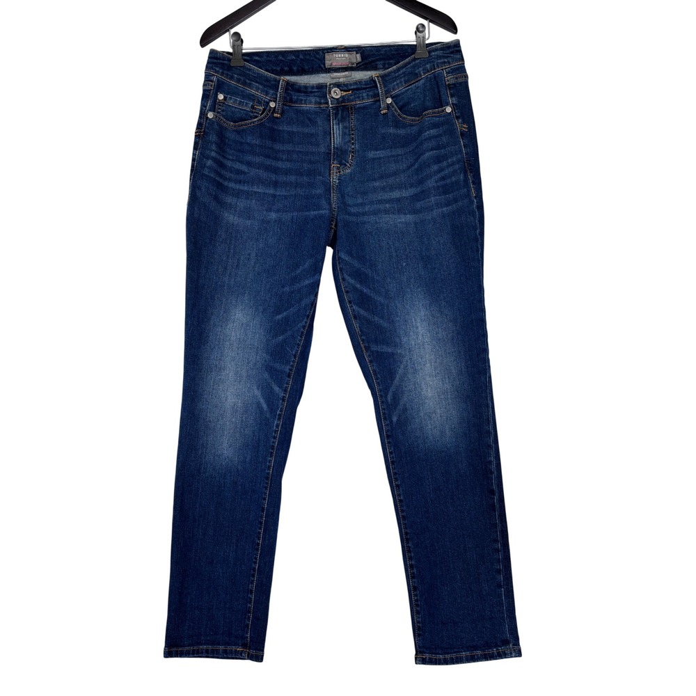 Torrid Boyfriend Straight Jeans Womens 10R Dark Wash Vintage Stretch Denim
